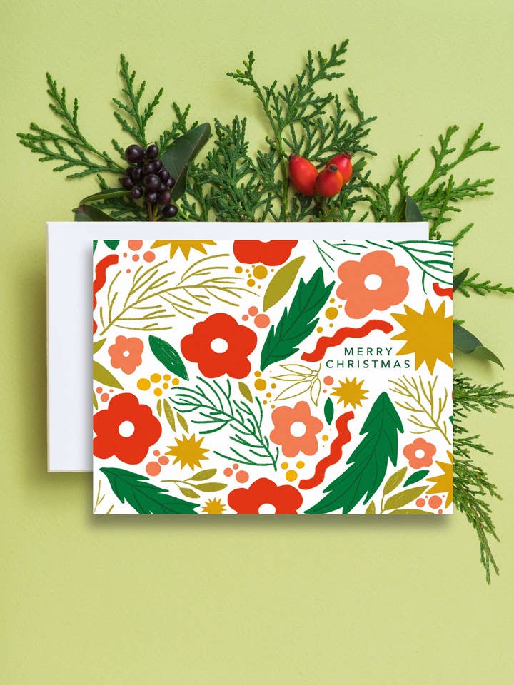 Floral Holiday Card for wholesale by Juliann Choe