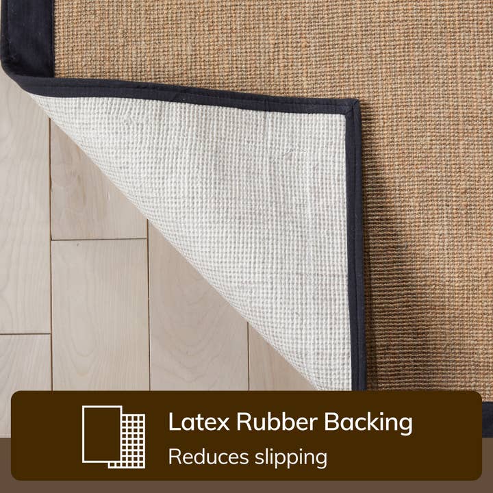 Well Woven - Wholesale Area Rug - Sorel Farmhouse Non-Slip Jute Natural Black 5' x 7' Border