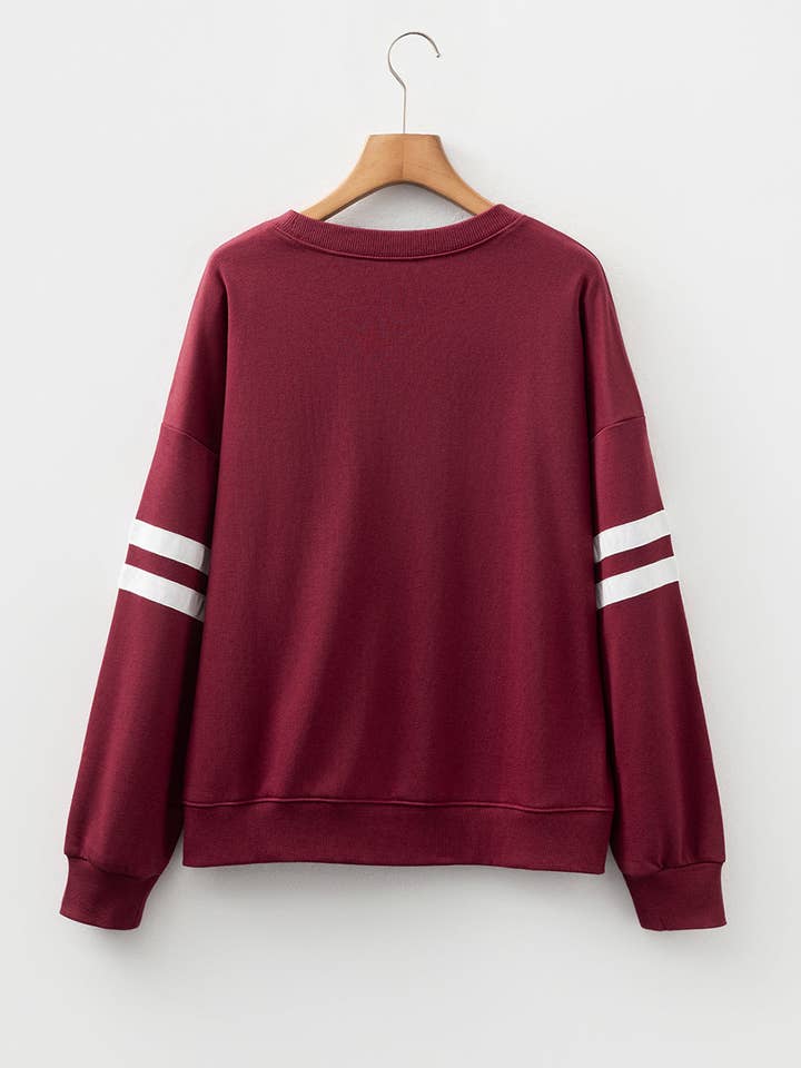 Suhkasana - Wholesale Sweatshirt - Women's - Varsity Stripe Drop Shoulder Oversized Women’s Sweatshirt17