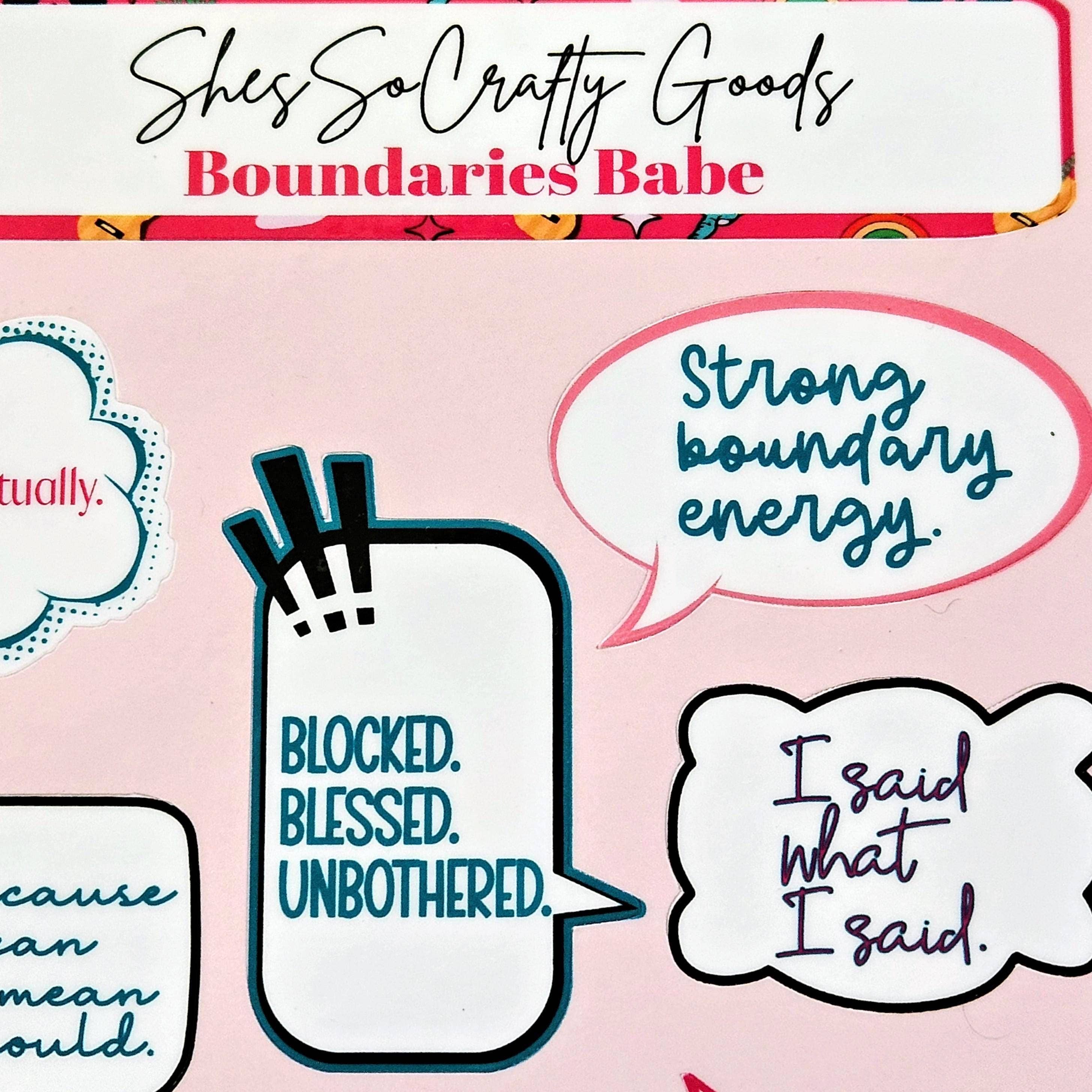 ShesSoCrafty Goods - Wholesale Sticker - Boundaries Babe Waterproof Vinyl Stickers for Journaling6