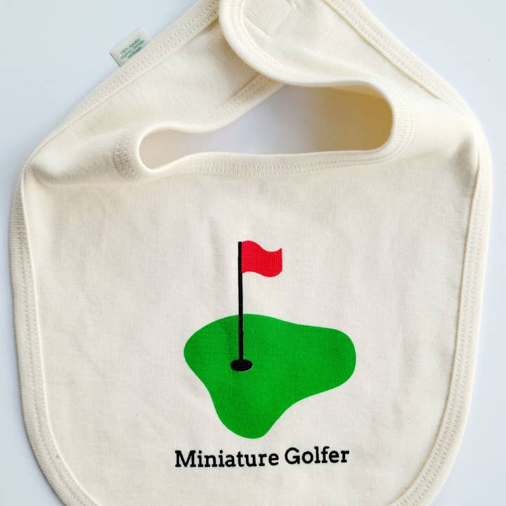Baby Organic Golf Bib Natural USA Made for wholesale by Simply Chickie® Organic Baby & Kids | USA Made • Ships USA