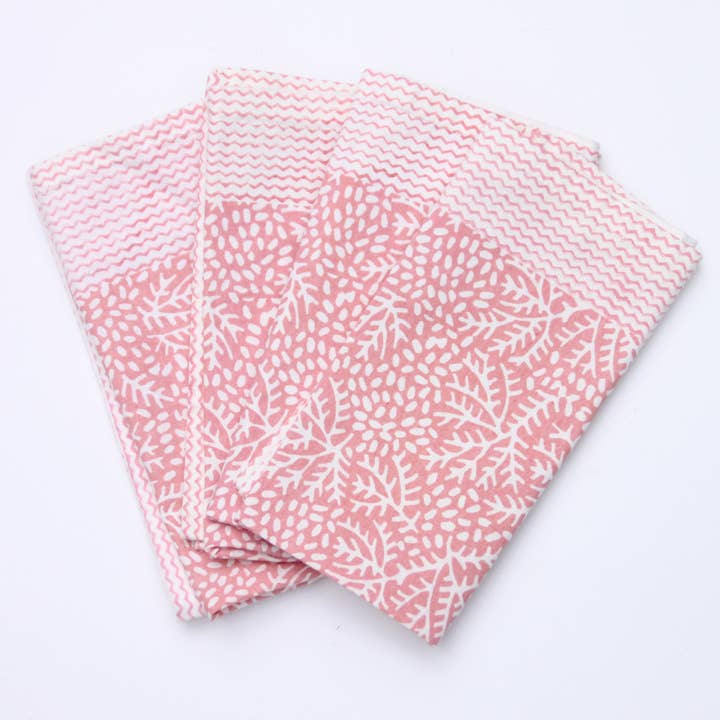 Rozablue - Wholesale Dinner & Cloth Napkin - Handmade cotton Napkin Floral Coral4