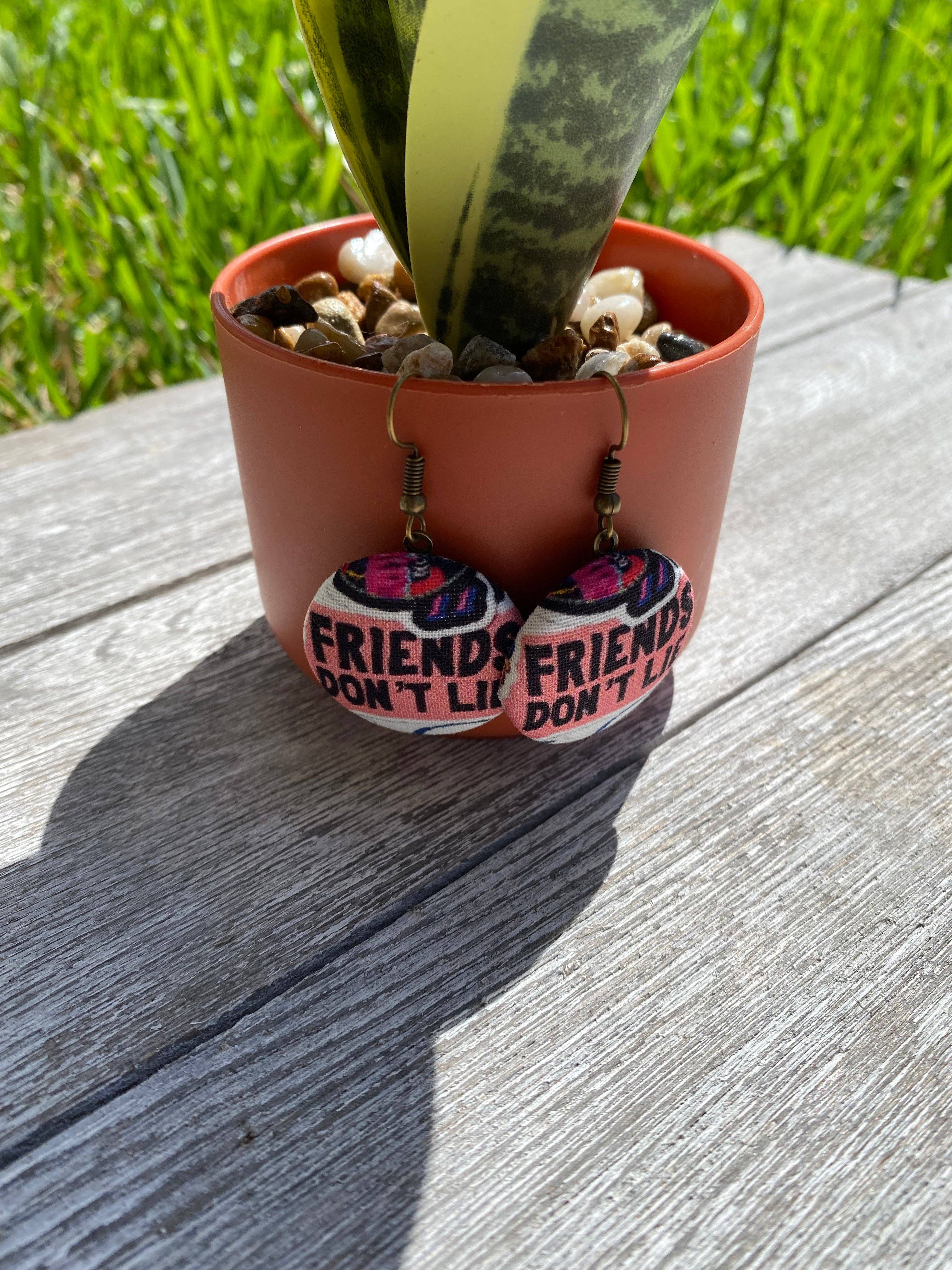 Made Brite Creations - Wholesale Dangle Earrings - Stranger Things Friends Don’t Lie Dangle earrings gift1