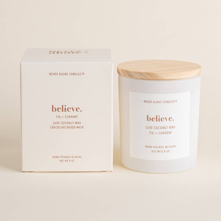 Fig + Currant Scented Candle for wholesale by Never Alone Candles®