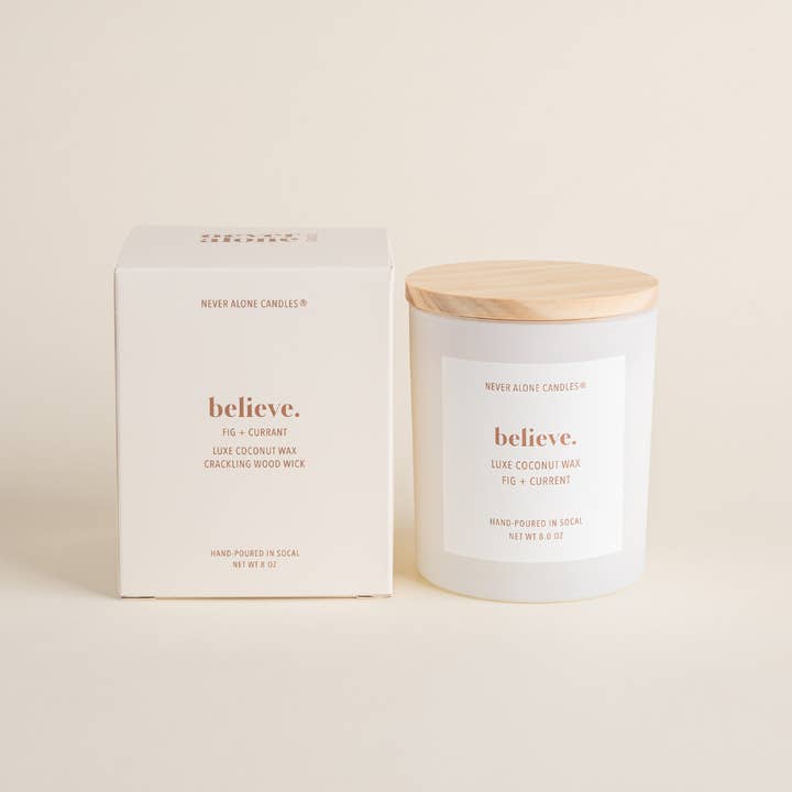 Fig + Currant Scented Candle for wholesale by Never Alone Candles®