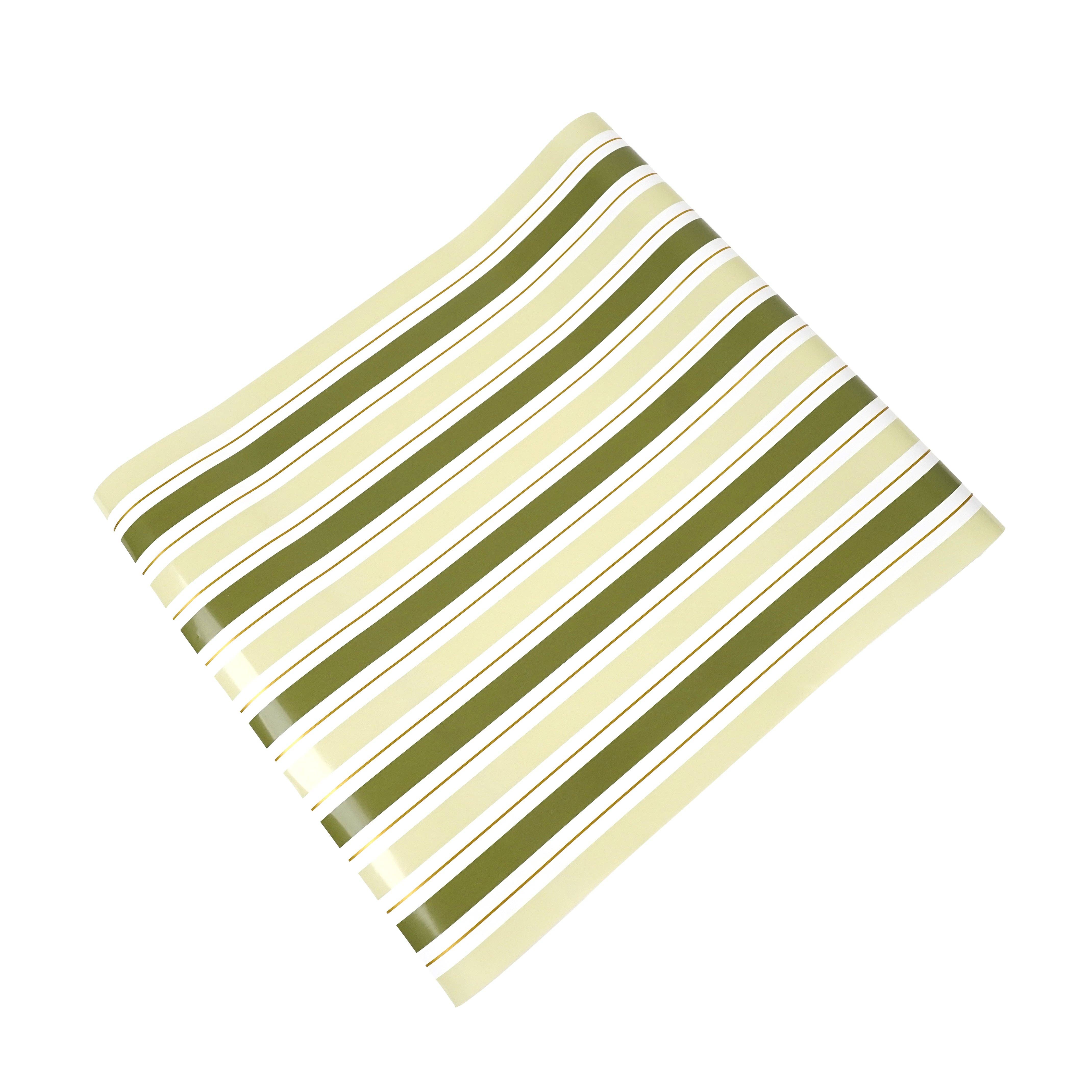 Gatherings by Curated Paperie – Großhandel Einweg-Tischabdeckung/-Läufer – Tischläufer aus Papier mit grünen Streifen3