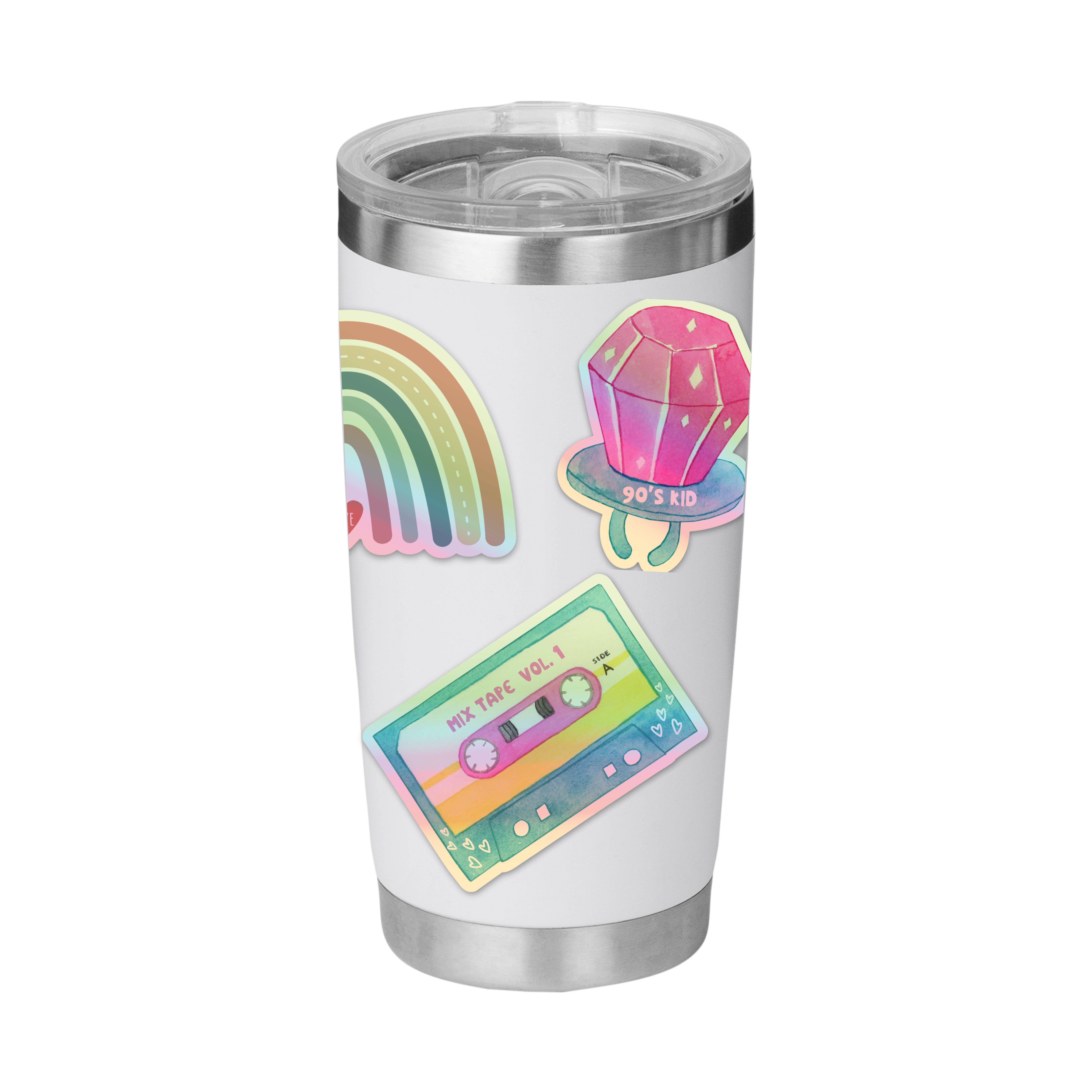 R is for Robo - Vendita all'ingrosso Adesivo - Bottiglie d'Acqua Adesive con Cassetta Mix Anni '90 Retro Nostalgia2