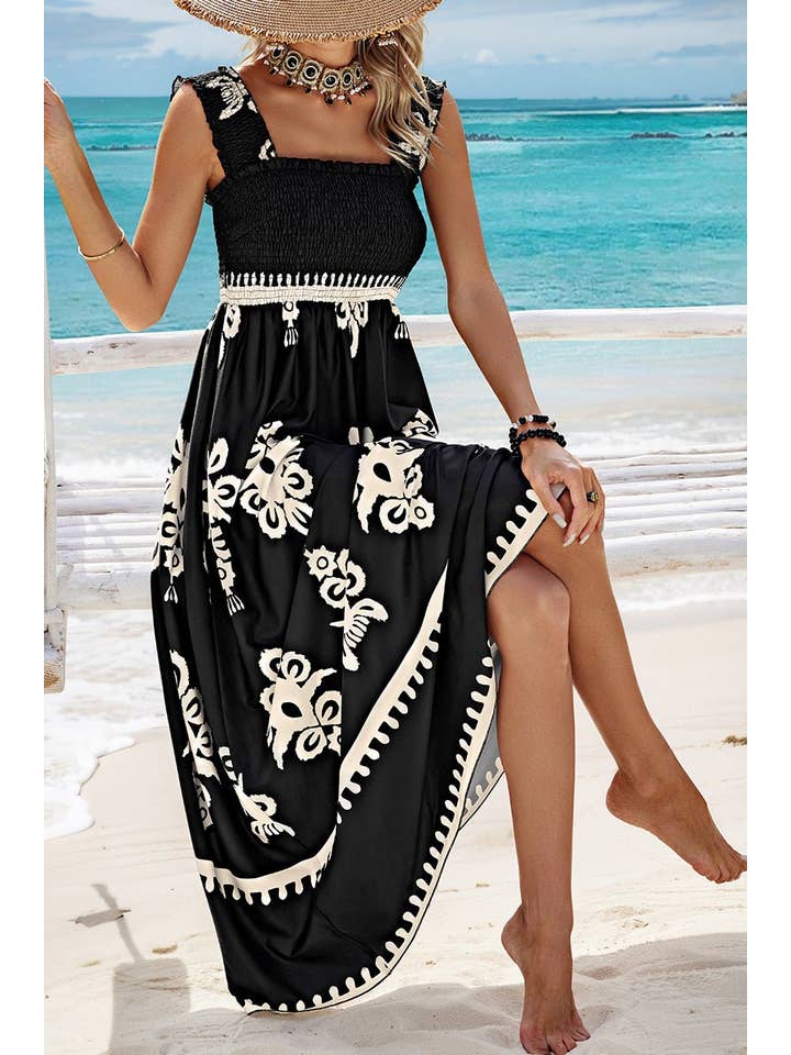 Elings - Wholesale Dress - Women's - Ruched Square Neck Sleeveless High Waist Dress10