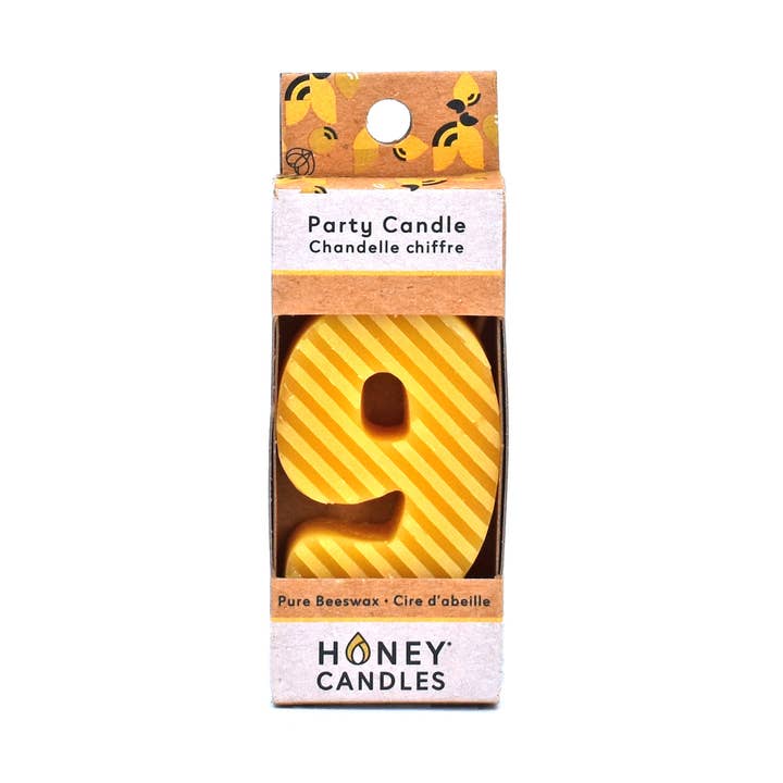Natural Beeswax Cake Candle - Number 9 for wholesale by Honey Candles