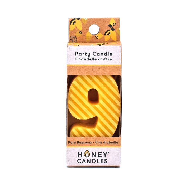 Natural Beeswax Cake Candle - Number 9 for wholesale by Honey Candles