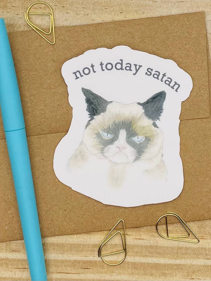 Not Today Satan Sticker for wholesale by Krafty Inc