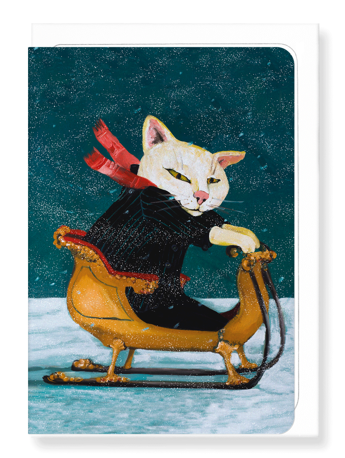 Ezen Trade - Wholesale Christmas Card - CAT ON A SLEIGH: Greeting Card0