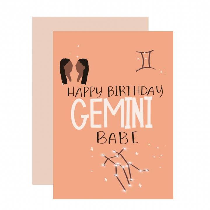 Gemini Birthday Card for wholesale by Aims Moon Paperie