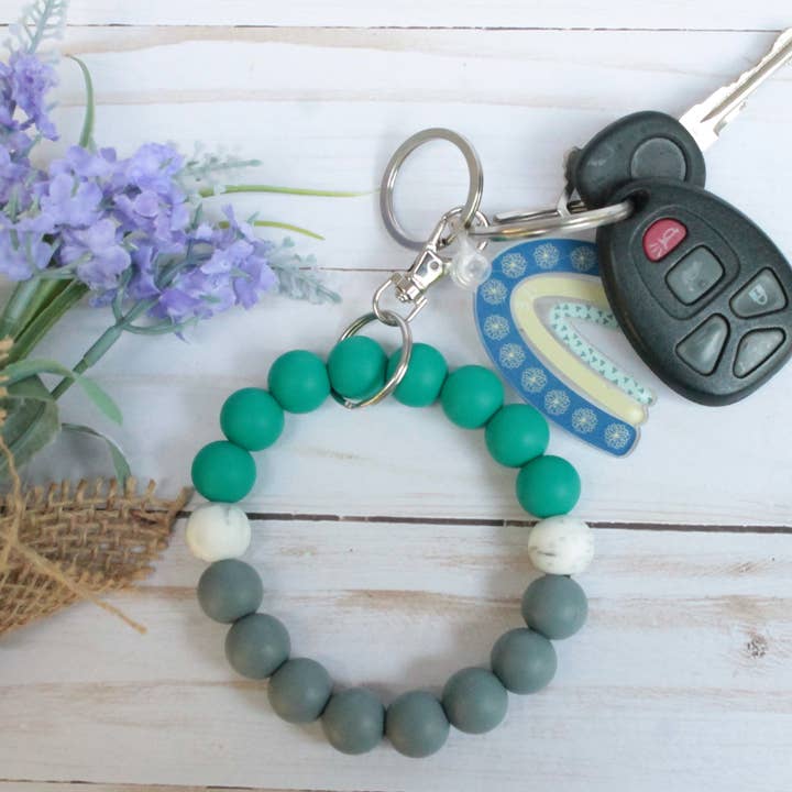 Emerald Marble Silicone Beaded Wristlet for wholesale by Kaysticks.co