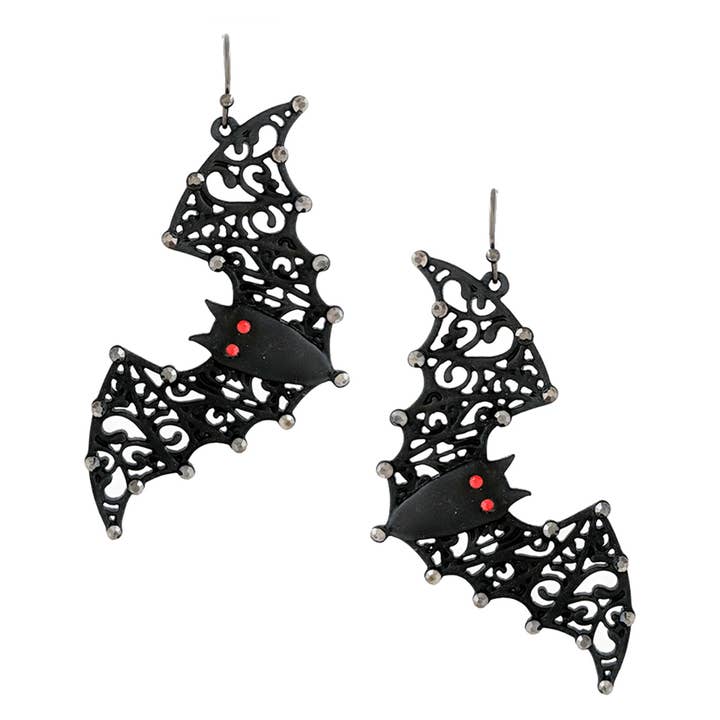 HTBK Halloween Bat Design Hook Earrings for wholesale on Faire