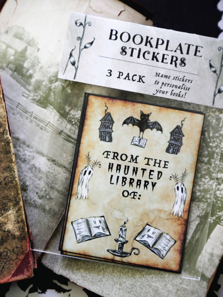 Libreros Haunted Library | Paquete de 3 | Pegatinas para libros | Fantasma para venta al por mayor de ScreamPrintShop