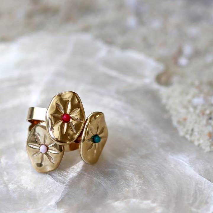 Sansira Jewelry - Wholesale Cocktail/Statement Ring - Gold Plated Natural Stone Ring1