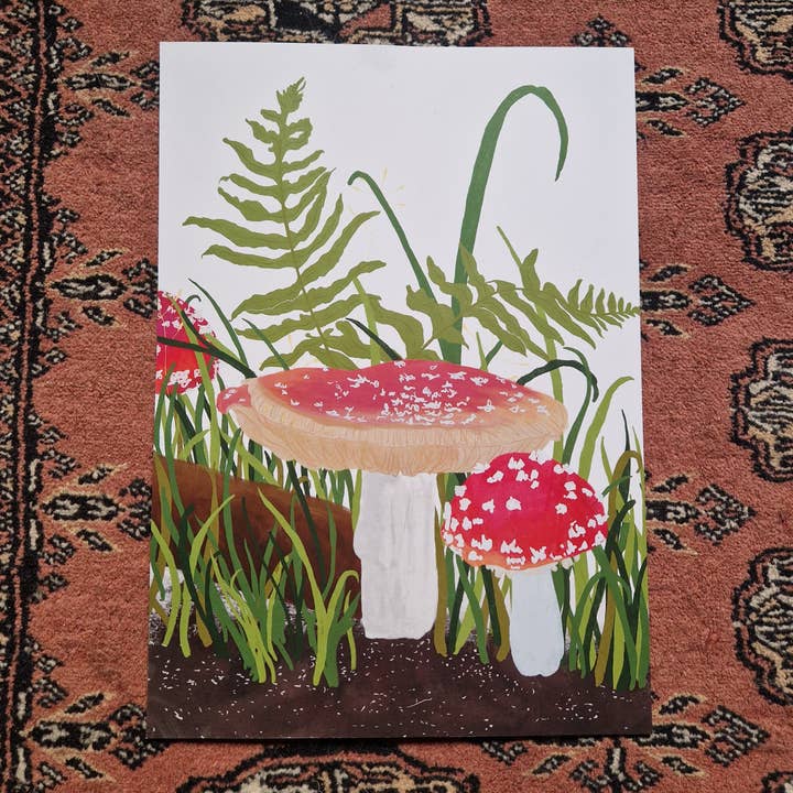 Fly Agaric Fungi A4 Art Print for wholesale by Duck Egg Designs