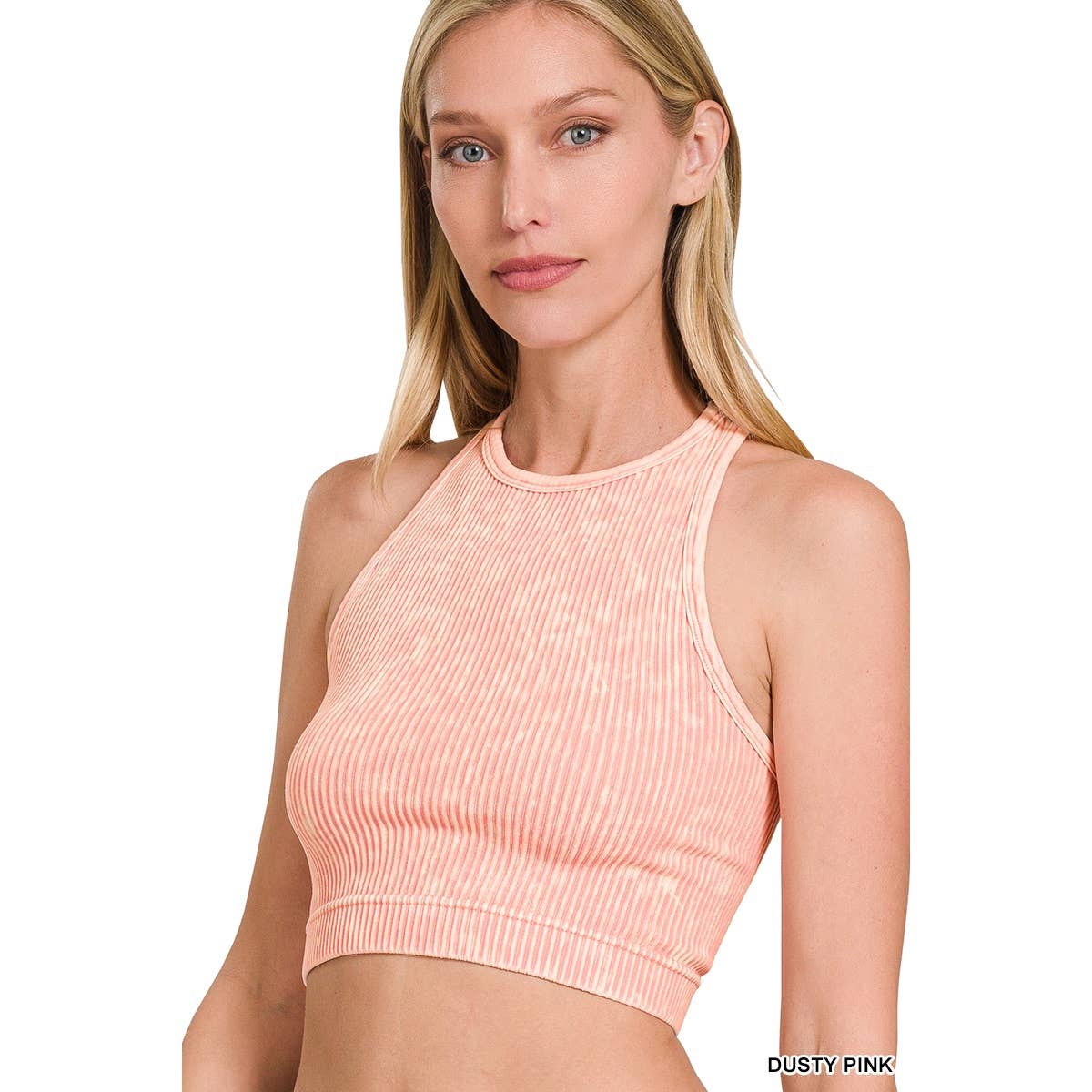 Apolline - Vente Débardeur – femme - HAUT COURT CÔTELÉ DÉLAVÉ SANS COUTURES À DOS NAGEUR7