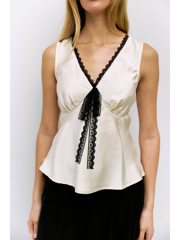 MOD REF β wholesale Blouse β Womenβs β The Aurora Top | Lace Trim Satin Top5
