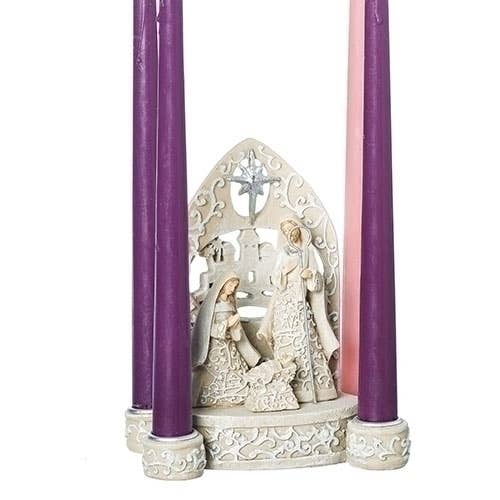 Holy Family Candle Holder Papercut Style; Candles not incl. for wholesale by Roman