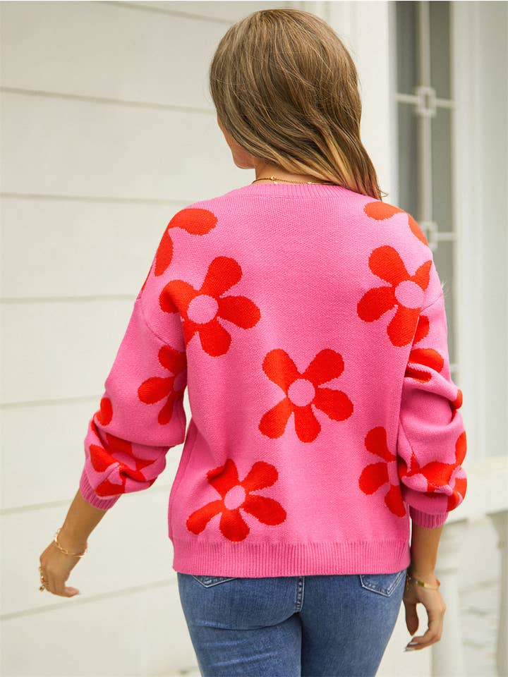 ePretty - Wholesale Knit Sweater - Women's - 70s Flower Power Knit Sweater SZ53-SW92145