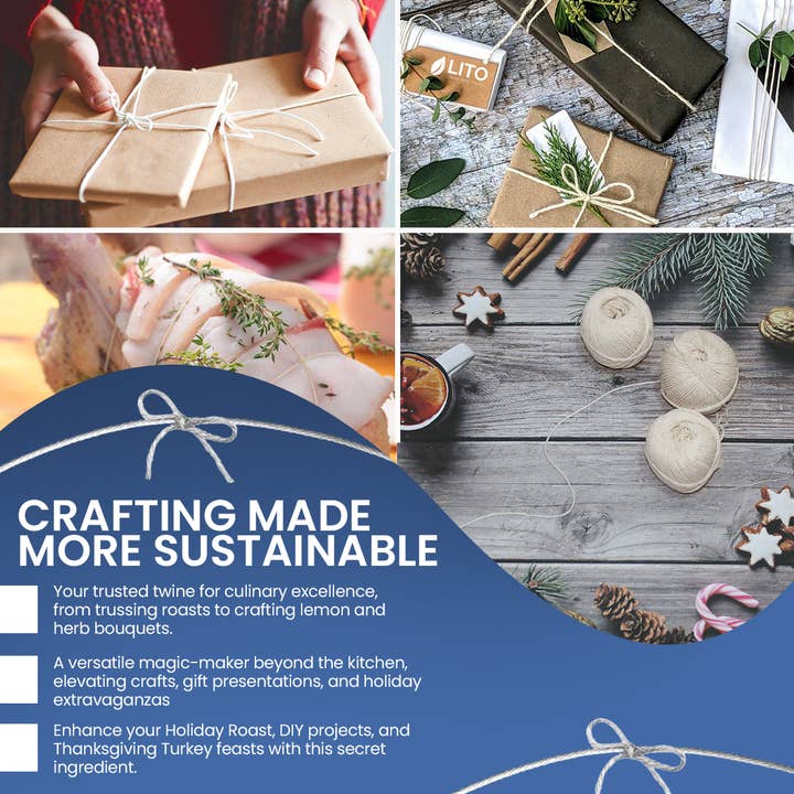 LITO Linen and Towel - Wholesale Twine - Organic Cotton Kitchen/Butcher's Twine 15 PLY 500 Feet
