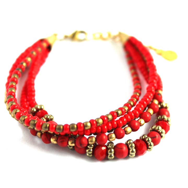 Bracciale rosso Najesha per la vendita all'ingrosso da parte di Sol Jewels