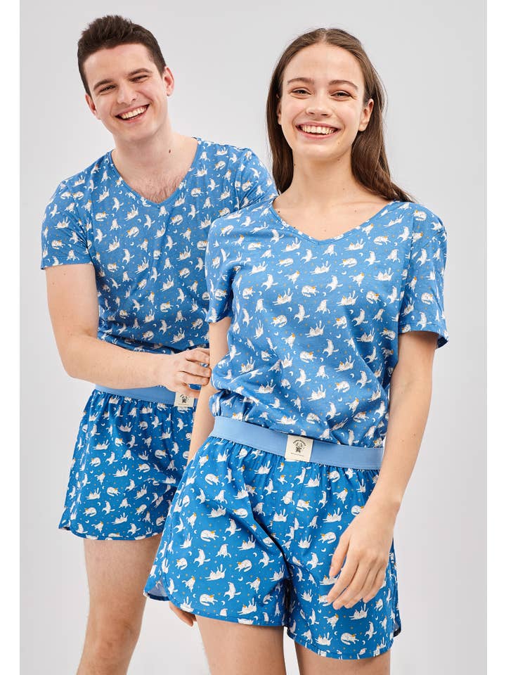 Happy Pijama – wholesale Sleepwear set – Unisex – Sleepy Cats - Organic Cotton Pajama Set Unisex Short