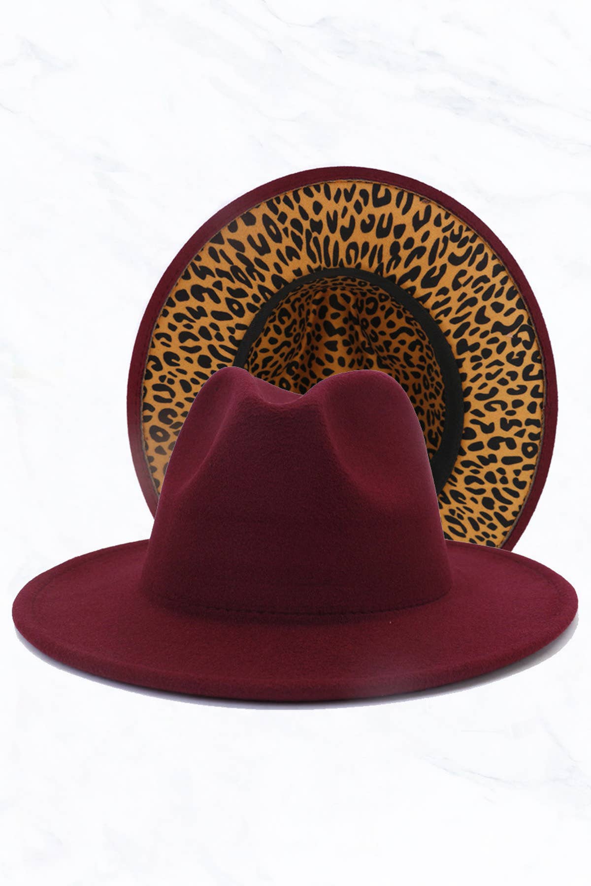 Suzie Q USA - Wholesale Fedora - Women's - Double Sided Color Matching Leopard Jazz Hat6