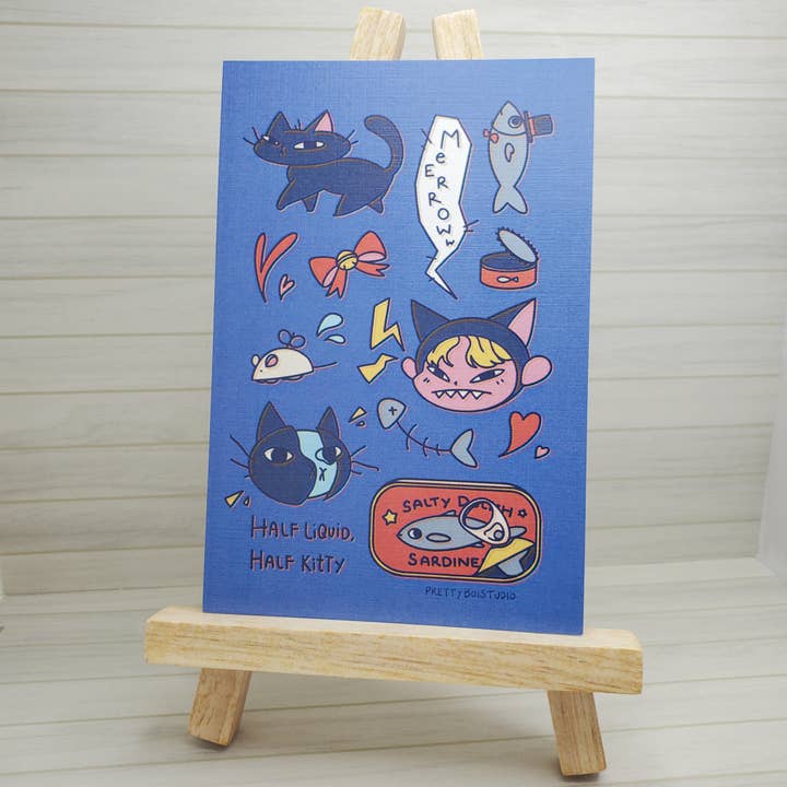 Stampa artistica con gatto per la vendita all'ingrosso da parte di PrettyBoiStudio