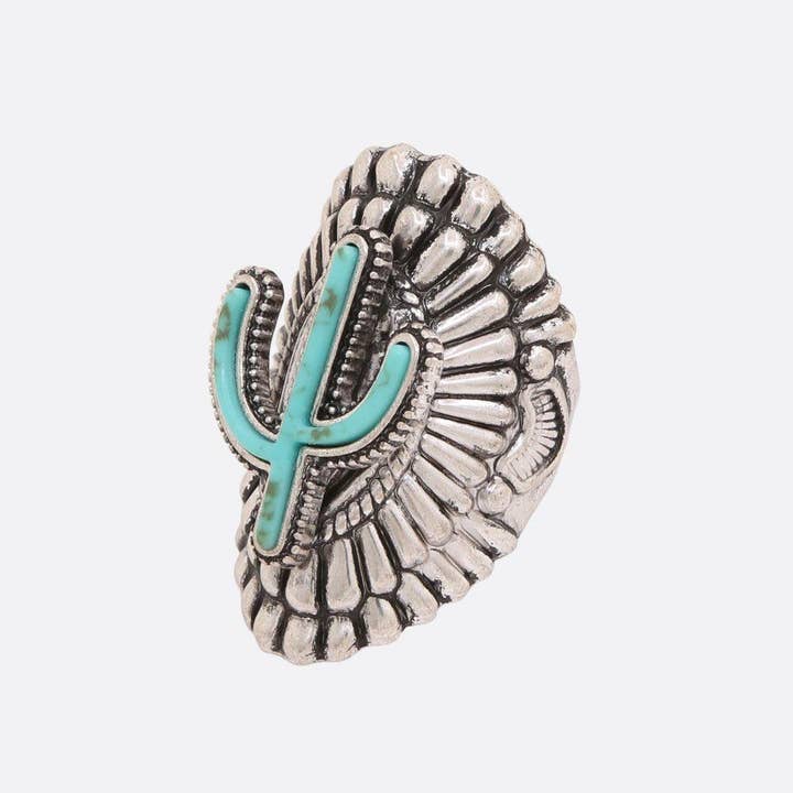 Sbtq VÄSTERLÄNDSK KAKTUS RUND BÖJD JUSTERBAR RING SR-0263 för wholesale på Faire