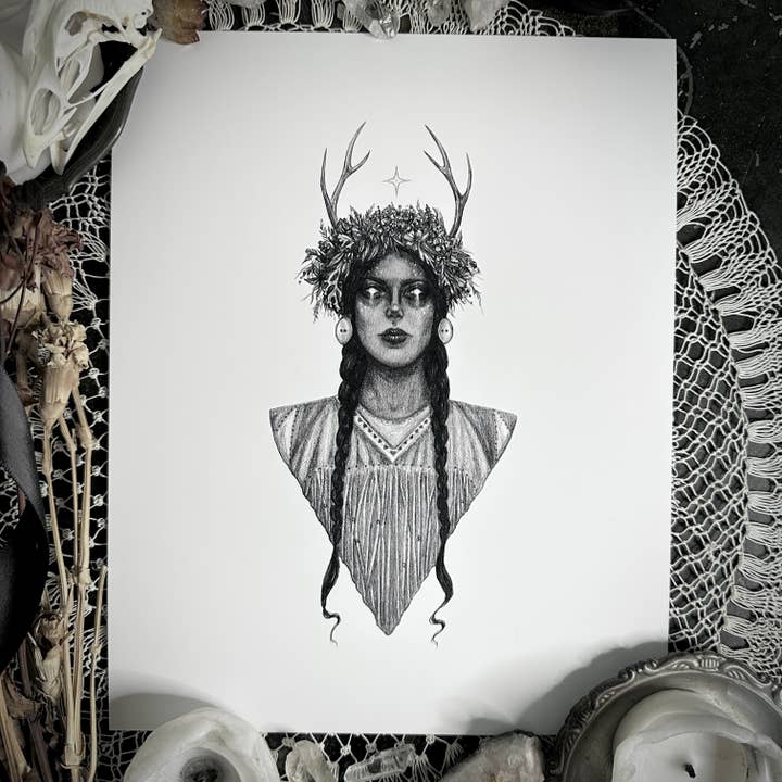 Deer Woman Fine Art Print - Native American Spirit for wholesale by Caitlin McCarthy Art