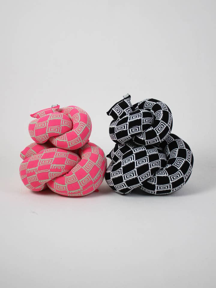 Rhea Knitted Knot Cushion for wholesale by Zebra Knits