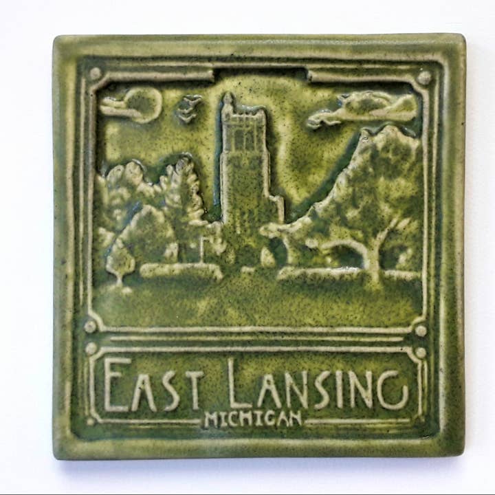 East Lansing, Michigan Art Tile Michigan Azulejo da cidade com tema por atacado de Whistling Frog Tile Inc.