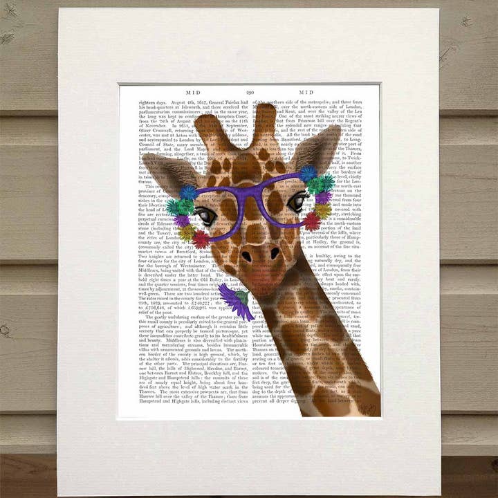 FabFunky Ltd - Wholesale Art Print - Giraffe and Flower Glasses 1, Book Print / Art Print