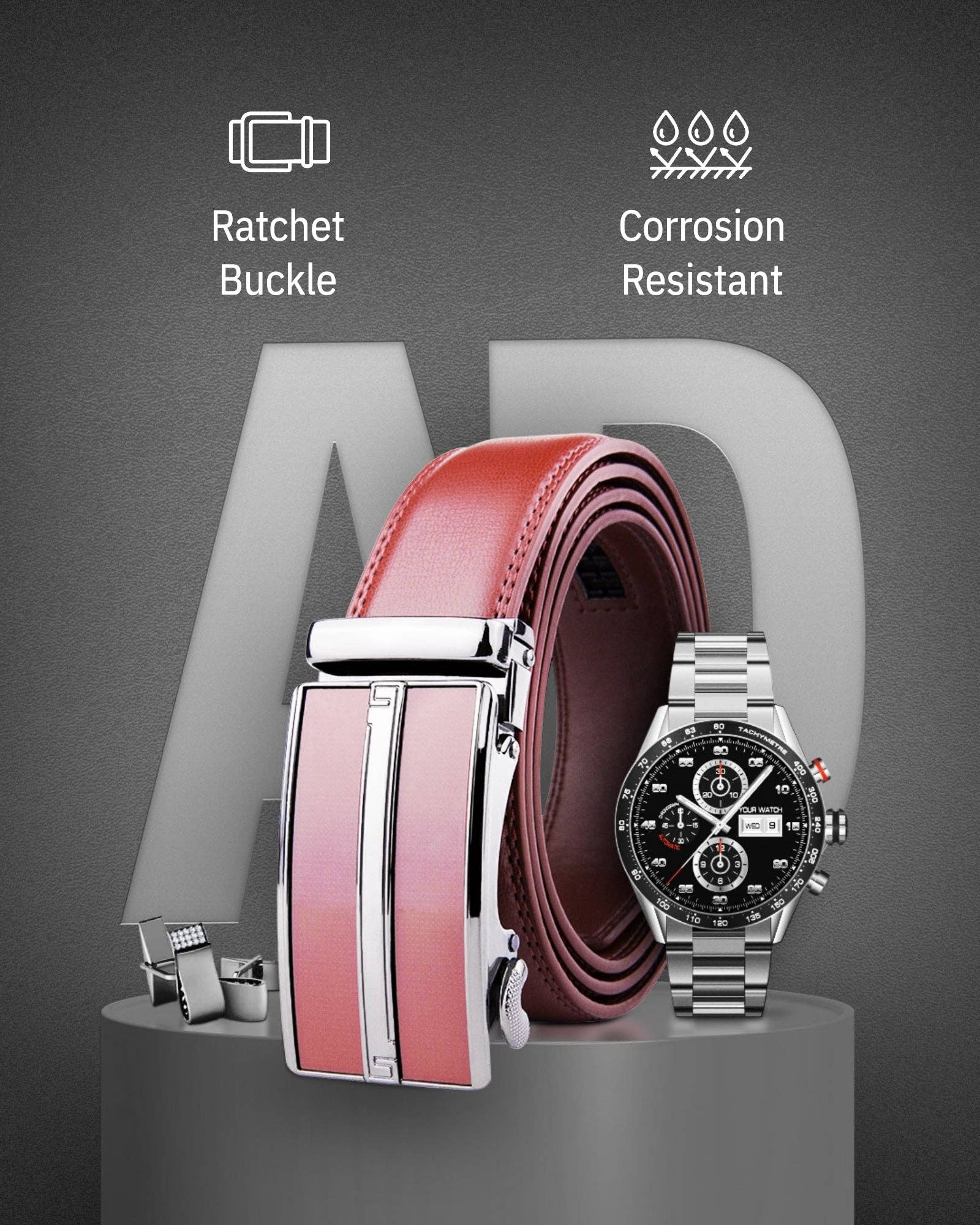 Access Denied Accessories - Venta al por mayor Cinturón - Hombre - Cinturones de Cuero con Trinquete para Hombre con Hebilla Deslizante Automática24