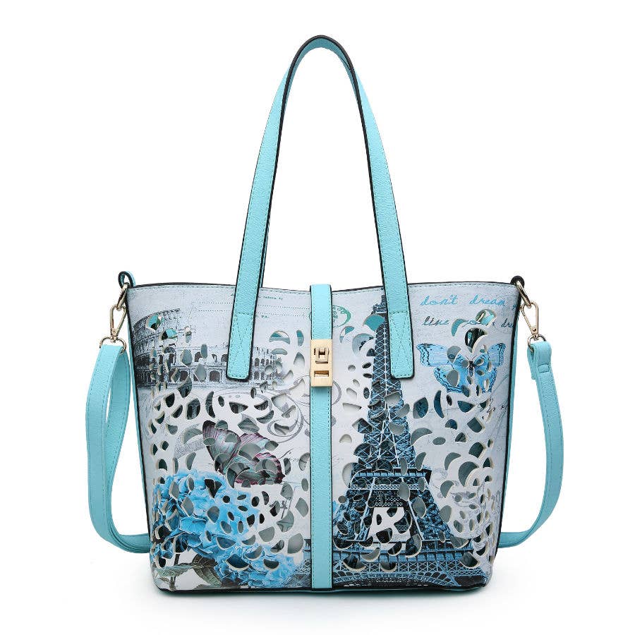 Papaya Fashion Ltd - Venta al por mayor Bolsa de asa- Mujer - Bolso de mano W1342 (YS1342) 2 en 1 cortado con láser con cierre abatible0