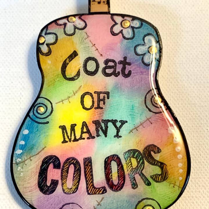 Clever Clogs Art - Wholesale Decorative Tabletop Object - Dolly Parton, Coat Of Many Colors guitar