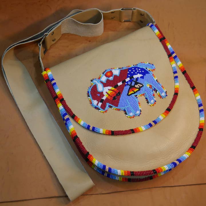 KANGURAH - Wholesale Crossbody Bag - Women's - Red Bull Handmade Beaded Leather Crossbody bag Shoulder Bag