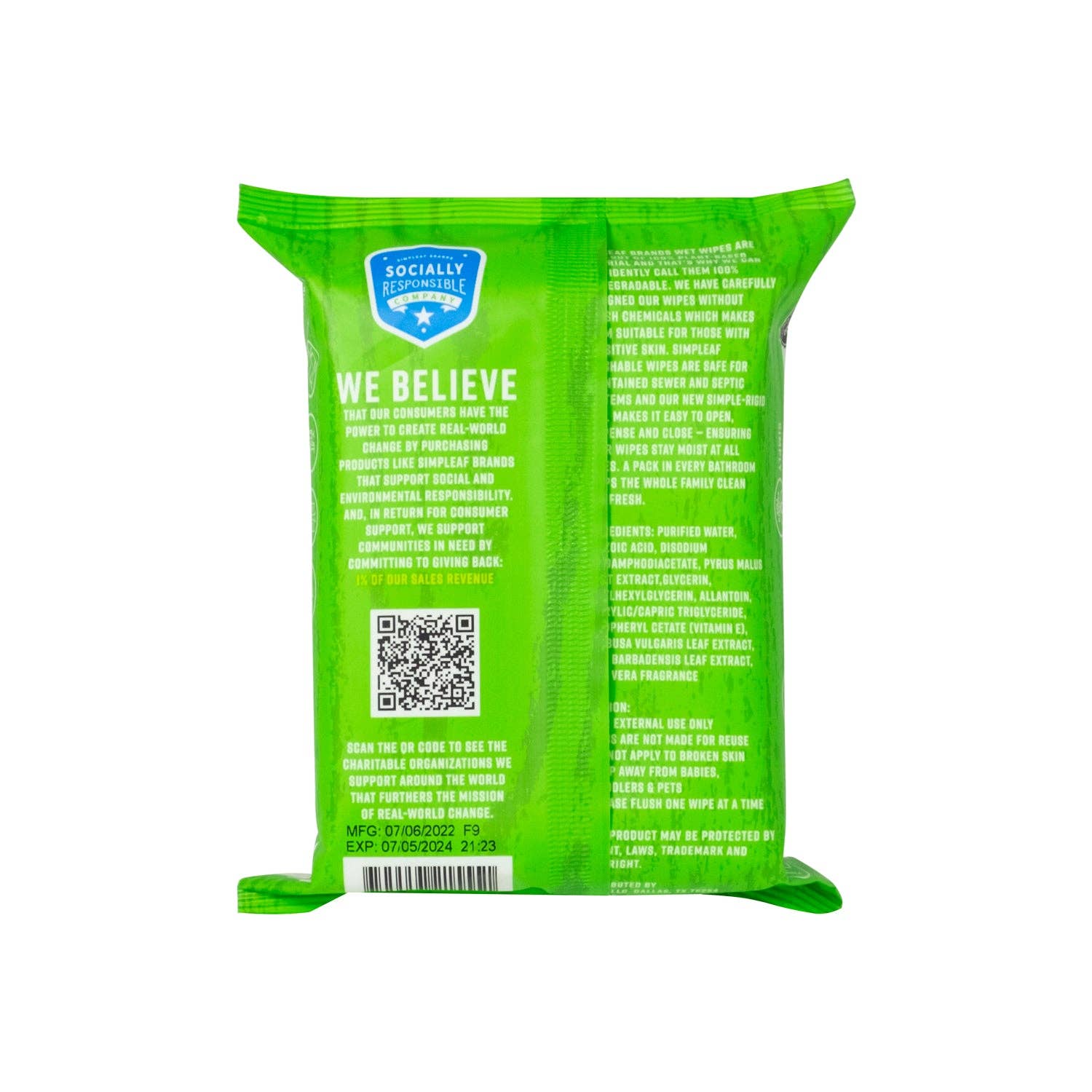 Simpleaf Brands - Wholesale Face & Body Wipes - Flushable Wipes, 25 Count20