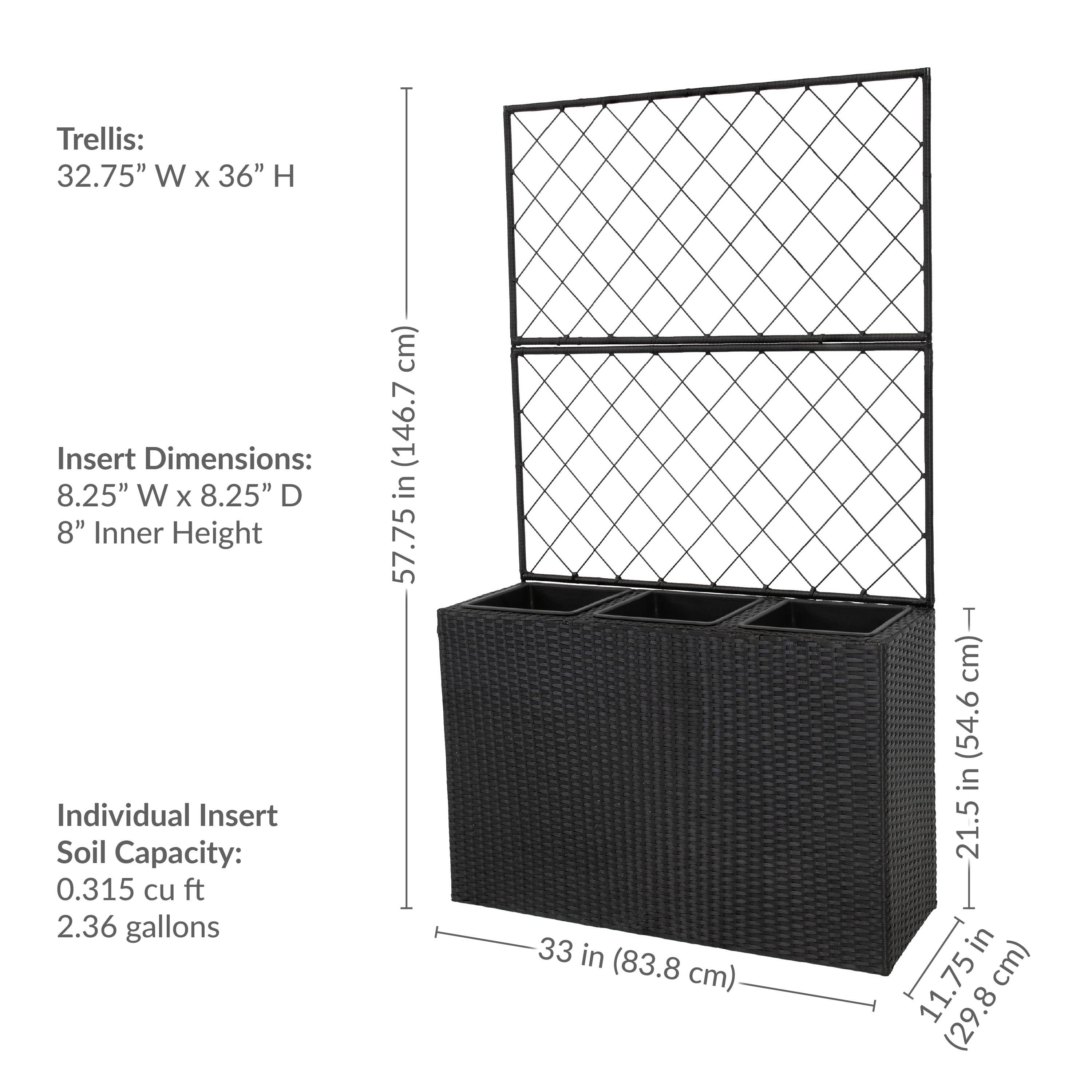 Sunnydaze Decor - Wholesale Plant Pot - 3-Section Wicker Planter Box with Trellis - Black5