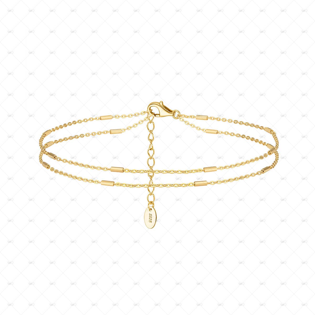 Gioiellin - S925 Silver Jewelry - Wholesale Anklet - S925 Silver 14k Gold Plated Double Layer Anklet1