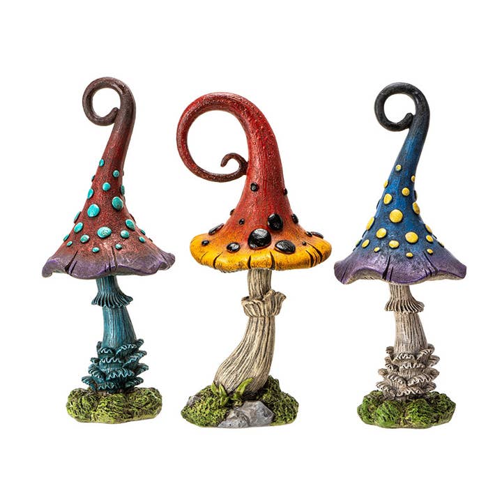 Pacific Trading - Wholesale Decorative Figurine - Magic Toadstool Mushrooms Home and Garden Decor Set of 3
