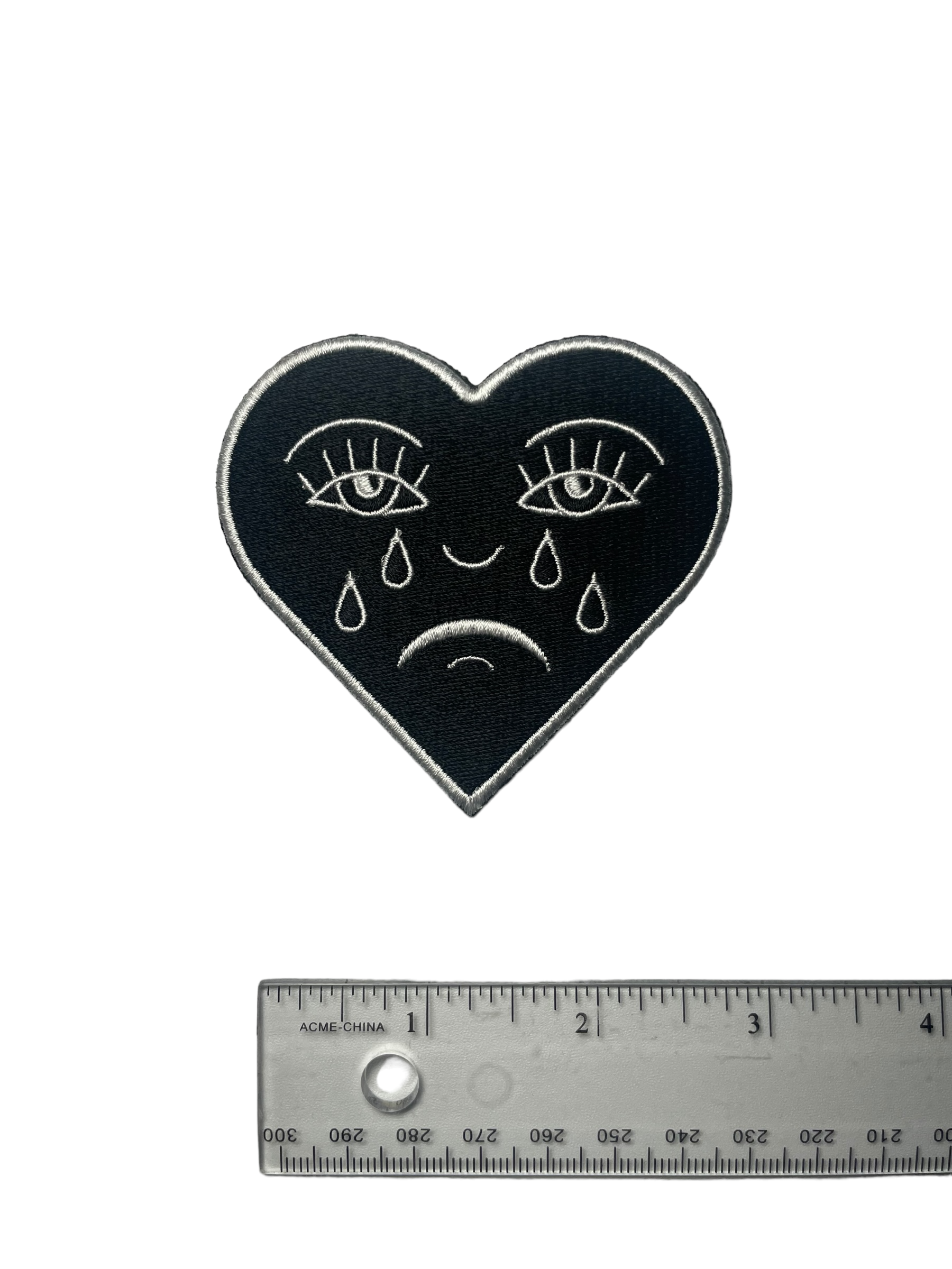 Whats Her Face - Wholesale Patch - Embroidered Iron-On Patch - Crying Heart2