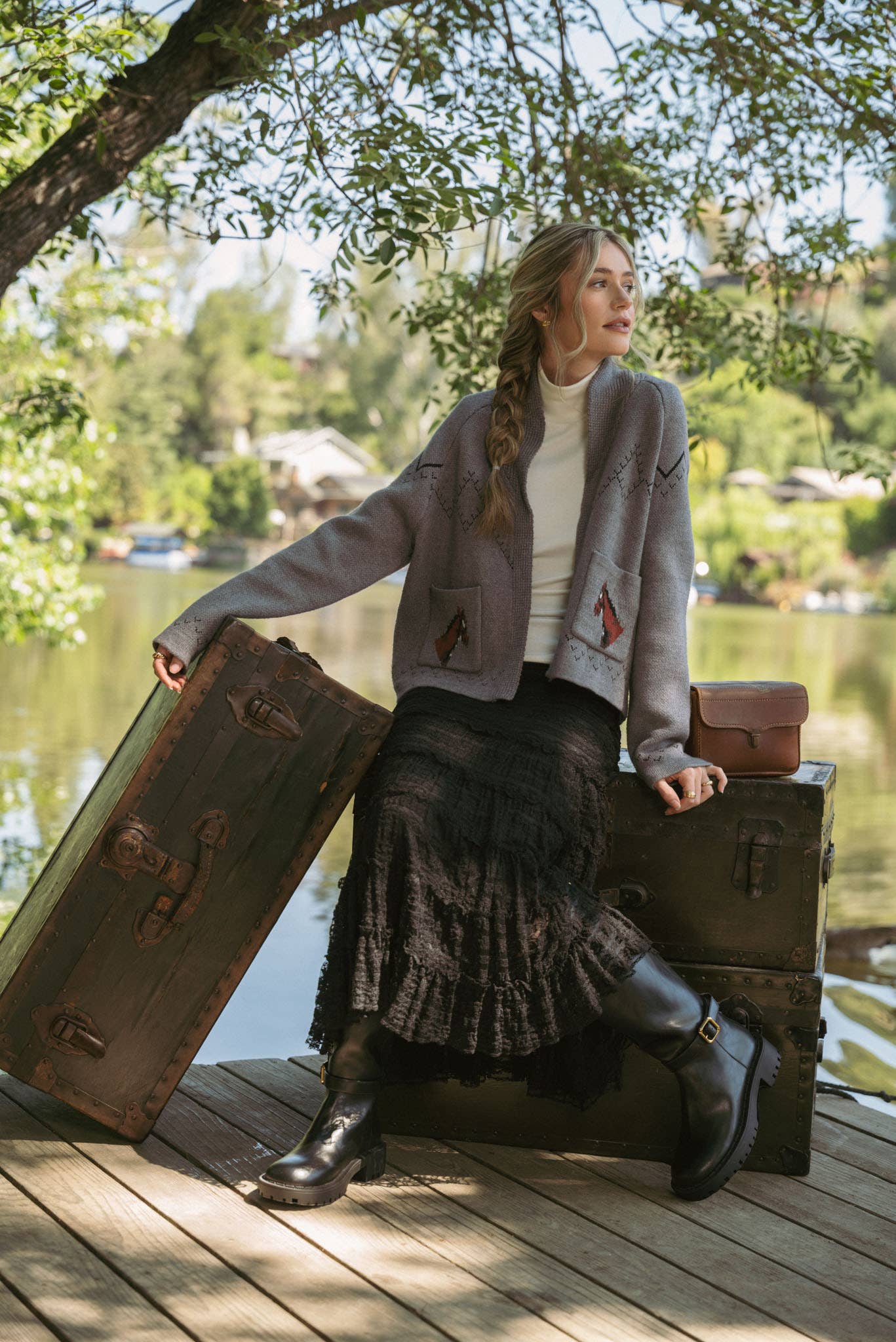 &MERCI - Wholesale Cardigan - Women's - HORSE KNIT SWEATER CARDIGAN MSW1080714