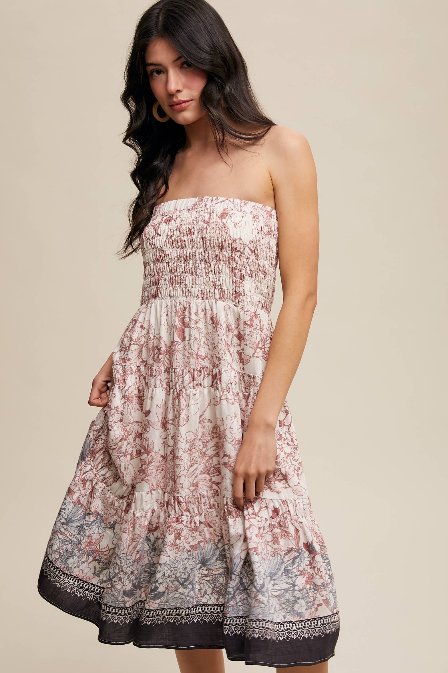 Listicle - Vente Jupe – femme - Jupe longue bohème convertible à smocks & robe bustier12