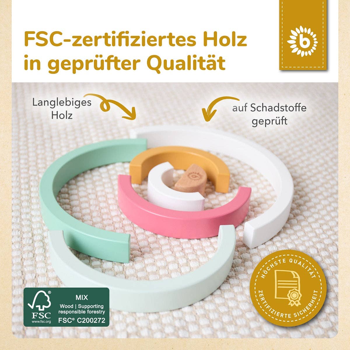 Bieco Spielwaren – wholesale Wood toy – Child – RAINBOW BERRY FSC®6
