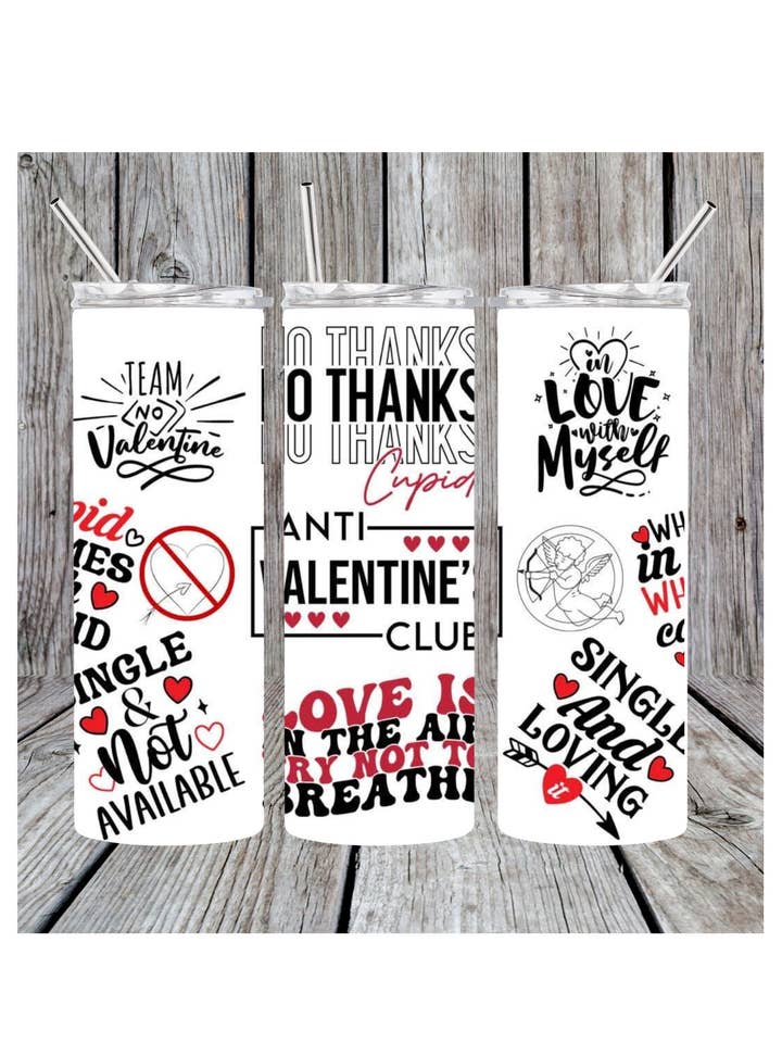 Bicchiere del club anti San Valentino per la vendita all'ingrosso da parte di Eclectic Wallflower Boutique