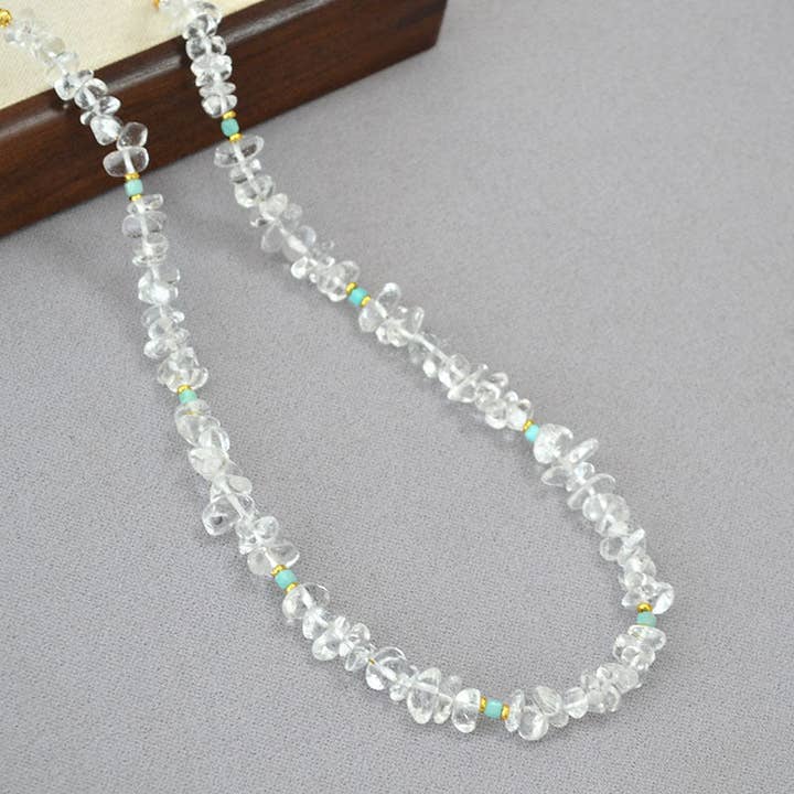 Revelari - Wholesale Beaded/Pearl Necklace - Clear Crystal Bead Necklace with Gold Accents2